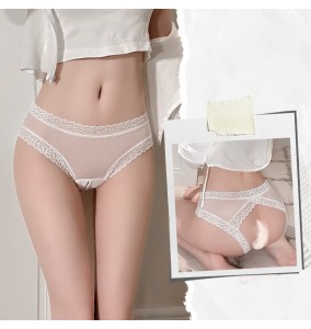 FEE ET MOI - Lace Sheer Open-Crotch Panties (White)